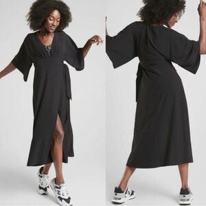 Athleta Calistoga Coverup Wrap Dress Black